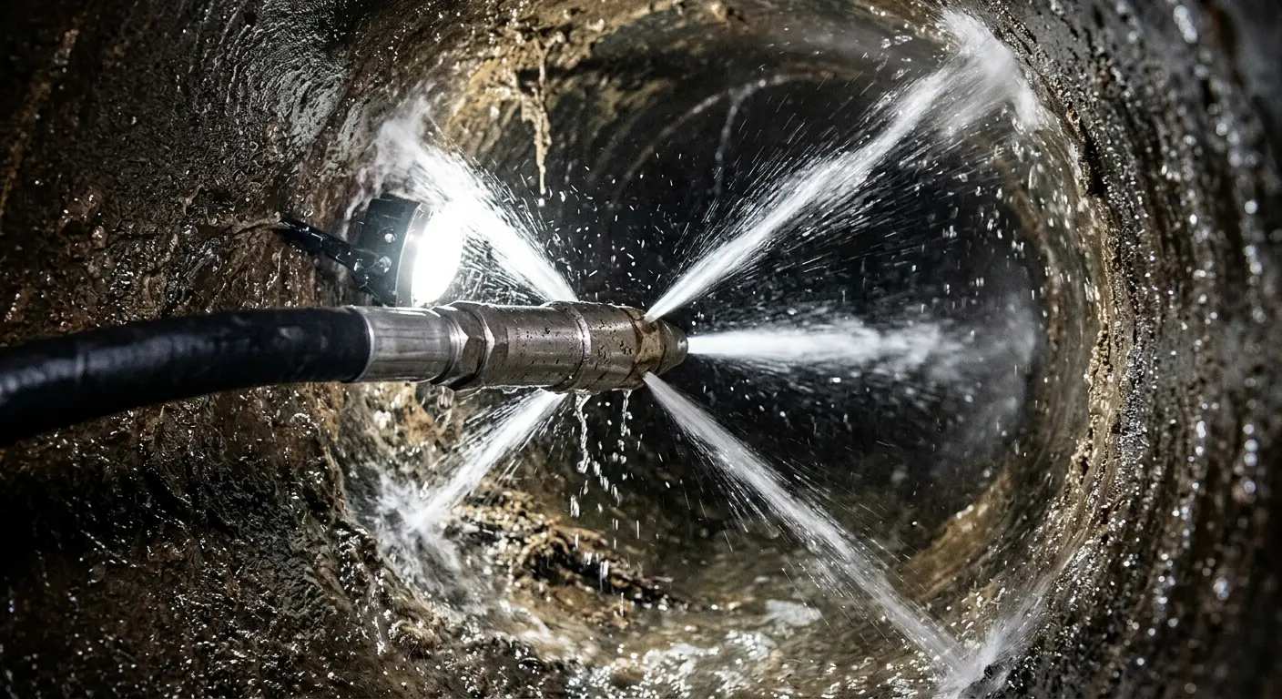 High-pressure hydro jetting nozzle cleaning sewer pipe for Trenchless Sewer Repair in Argentine